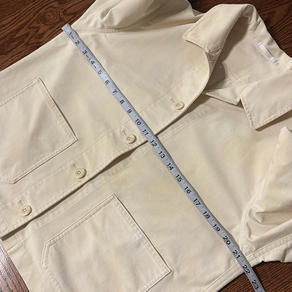 Uniqlo women’s OVERSIZED Med cotton stretch utility Jacket cream button up - Picture 13 of 15